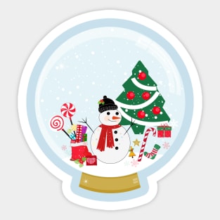 Snow globe. Snowman and new year icon Sticker